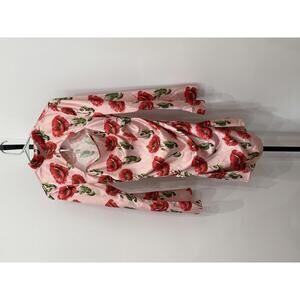 Finesse M Pink Floral Long Sleeve Mini Dress with Cutout Detail